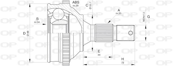 OPEN PARTS Шарнирный комплект, приводной вал CVJ5276.10